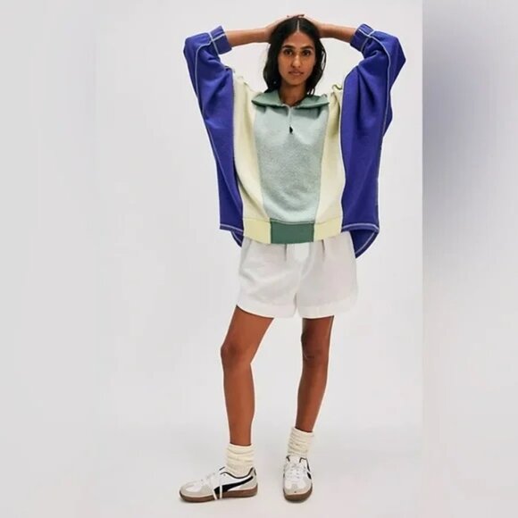 NWT Free People Sidewalk Sweatshirt Mallard Combo size- MEDIUM - Picture 1 of 5